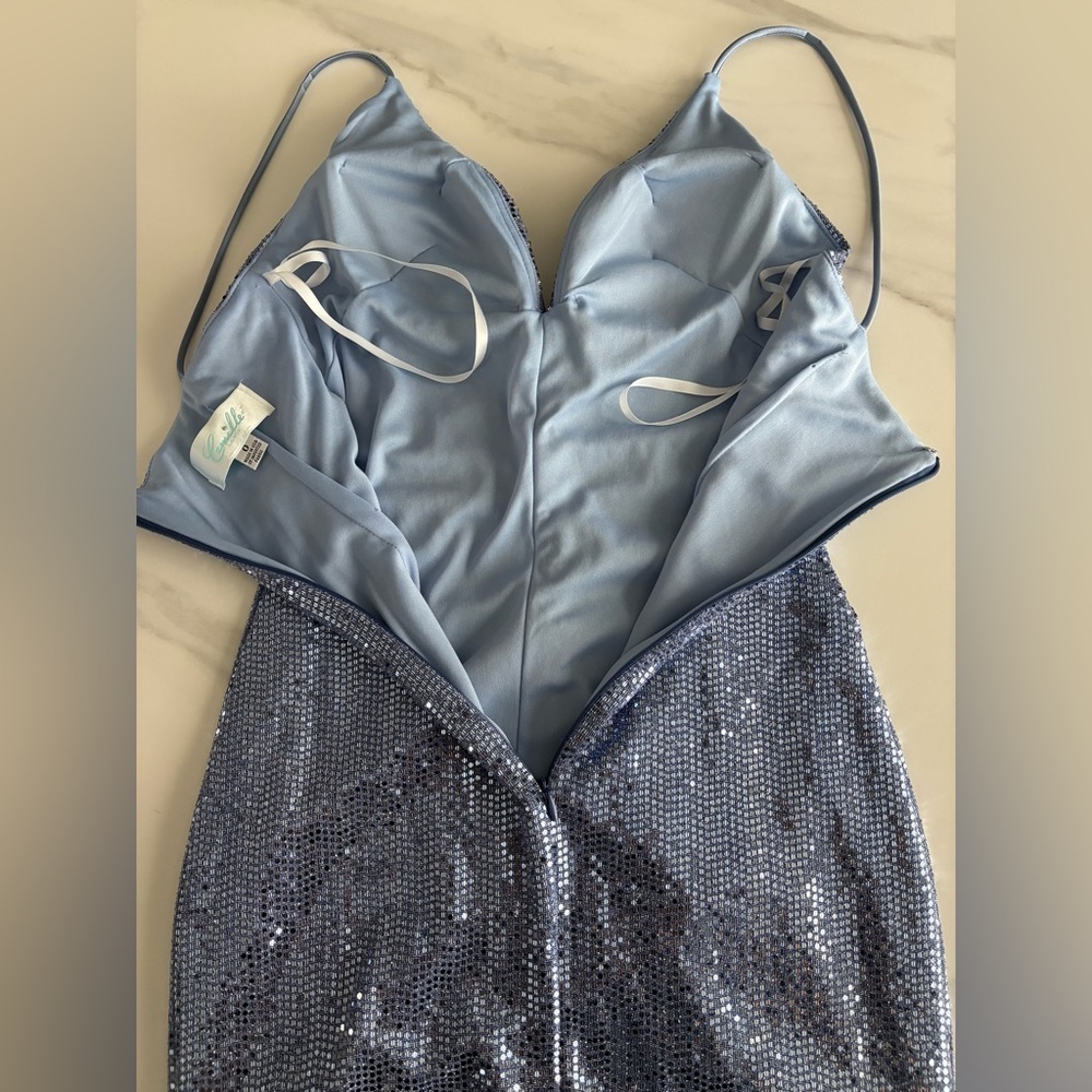 Camille Lavie Sparkling Purple Silver Evening Gown sz S - Picture 7 of 14